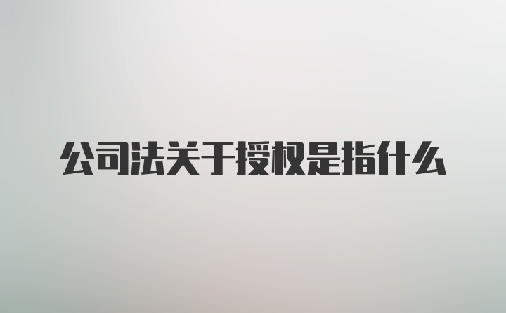 公司法关于授权是指什么