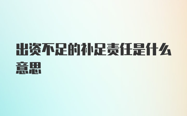 出资不足的补足责任是什么意思