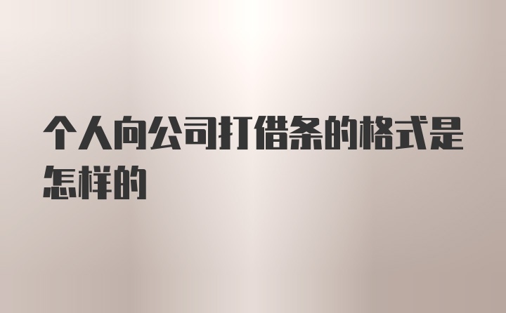 个人向公司打借条的格式是怎样的