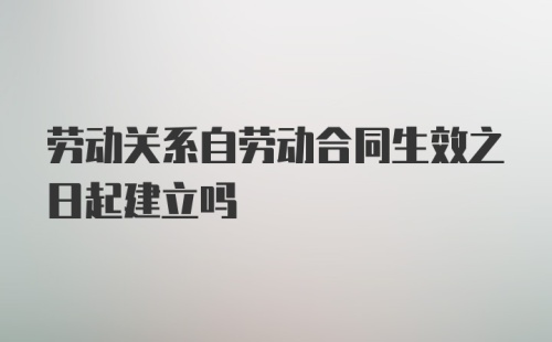 劳动关系自劳动合同生效之日起建立吗