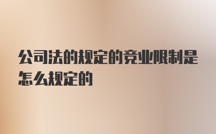 公司法的规定的竞业限制是怎么规定的