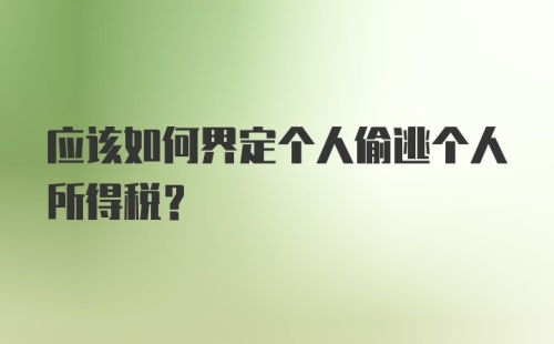 应该如何界定个人偷逃个人所得税?