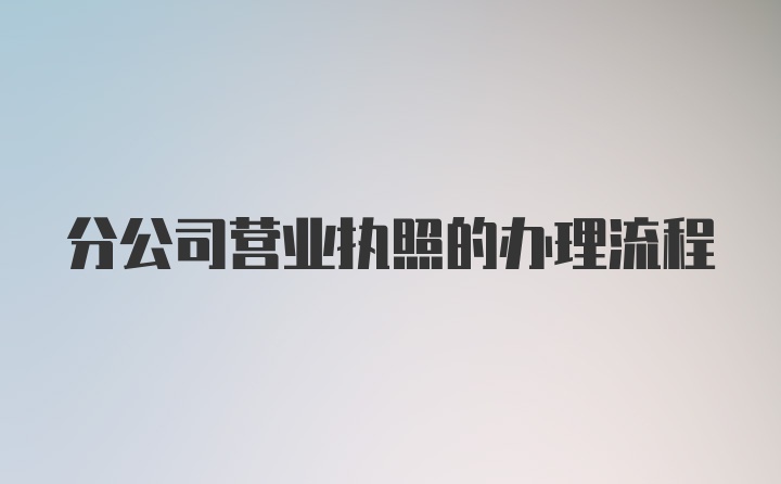 分公司营业执照的办理流程