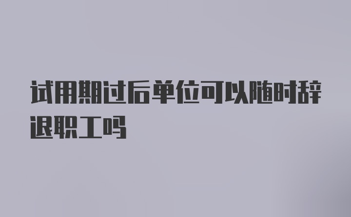 试用期过后单位可以随时辞退职工吗