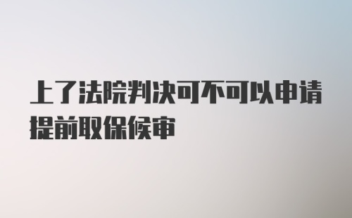 上了法院判决可不可以申请提前取保候审