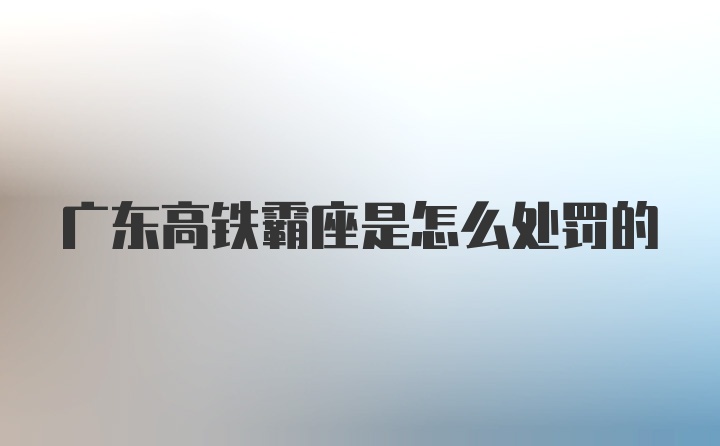 广东高铁霸座是怎么处罚的