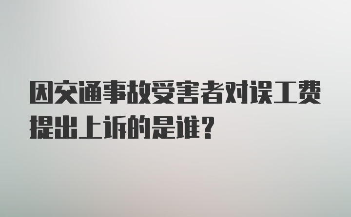 因交通事故受害者对误工费提出上诉的是谁？