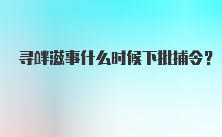 寻衅滋事什么时候下批捕令？