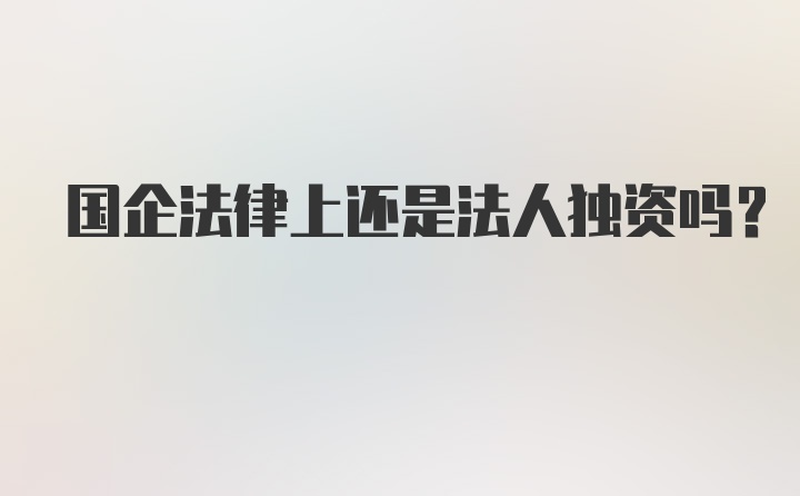 国企法律上还是法人独资吗？