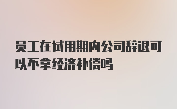 员工在试用期内公司辞退可以不拿经济补偿吗