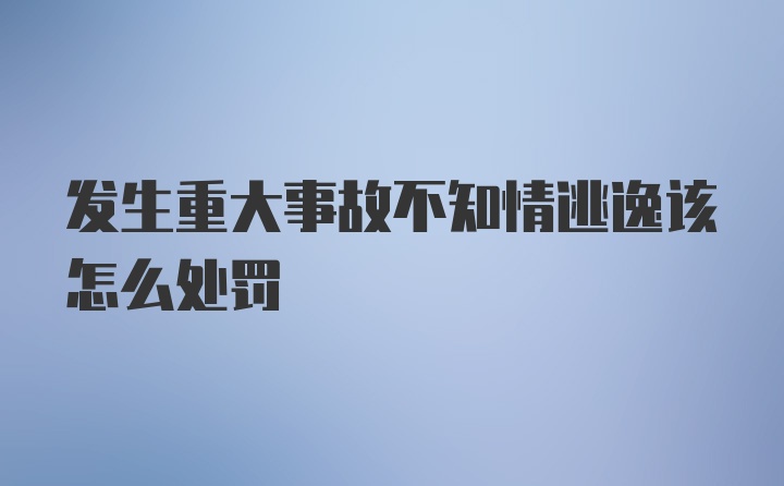 发生重大事故不知情逃逸该怎么处罚