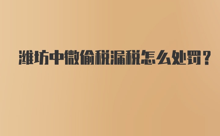 潍坊中微偷税漏税怎么处罚？