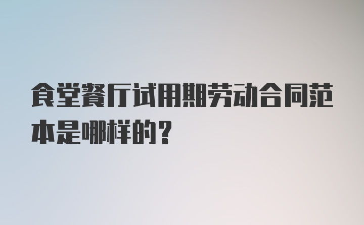 食堂餐厅试用期劳动合同范本是哪样的？