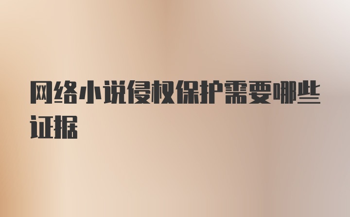 网络小说侵权保护需要哪些证据