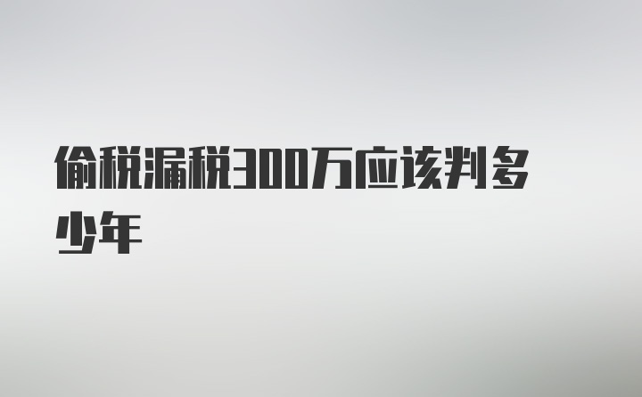 偷税漏税300万应该判多少年