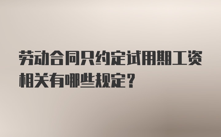 劳动合同只约定试用期工资相关有哪些规定？