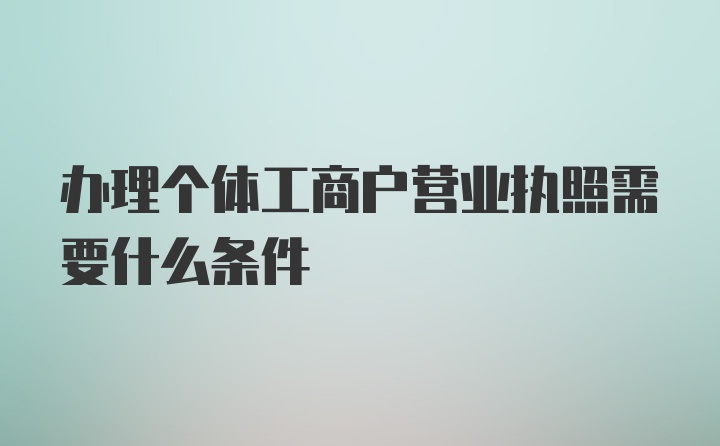 办理个体工商户营业执照需要什么条件