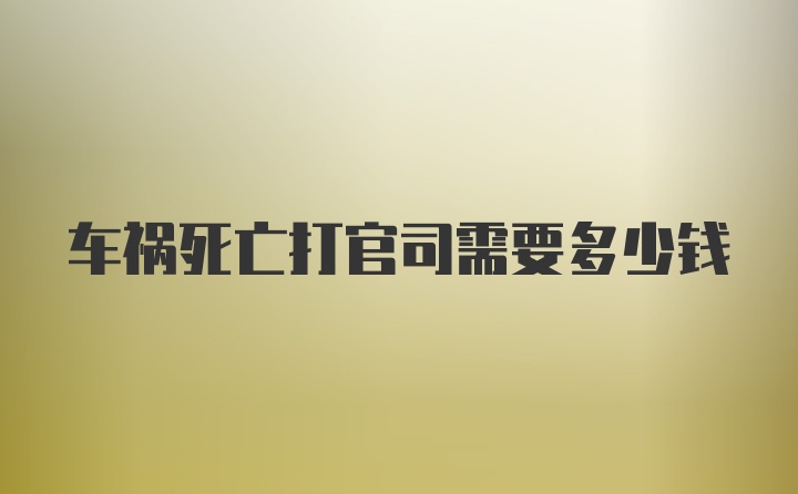 车祸死亡打官司需要多少钱