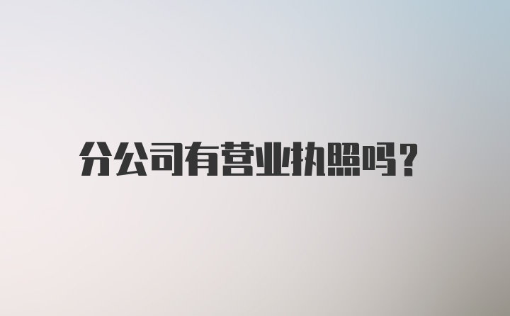 分公司有营业执照吗？