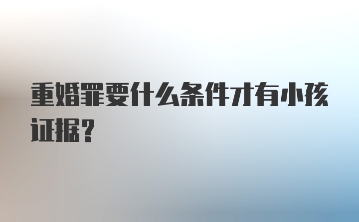 重婚罪要什么条件才有小孩证据？