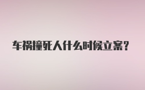 车祸撞死人什么时候立案?