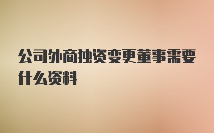 公司外商独资变更董事需要什么资料