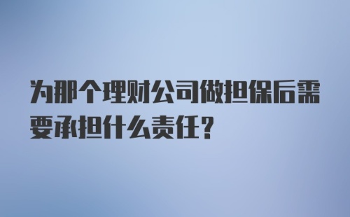 为那个理财公司做担保后需要承担什么责任？