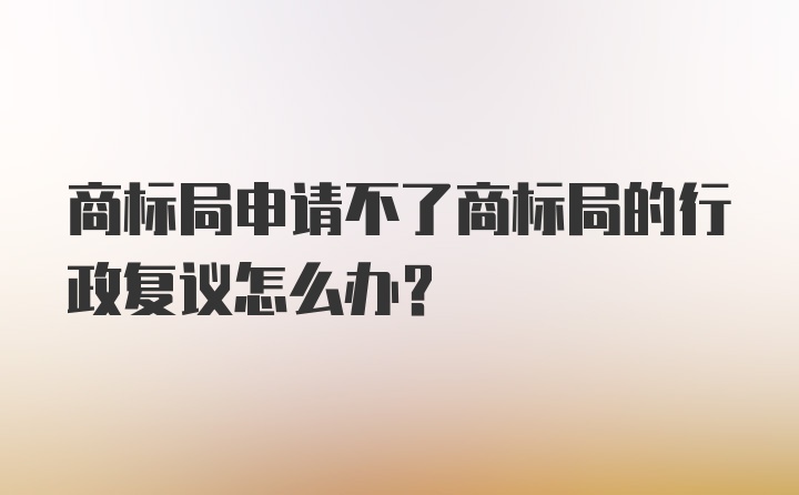 商标局申请不了商标局的行政复议怎么办？