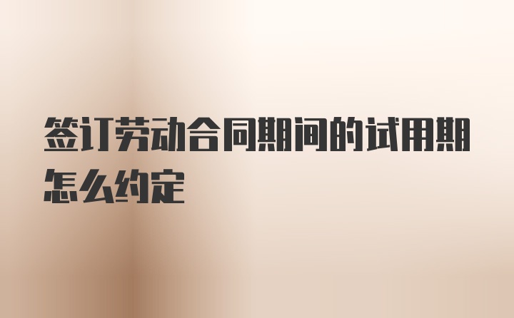 签订劳动合同期间的试用期怎么约定