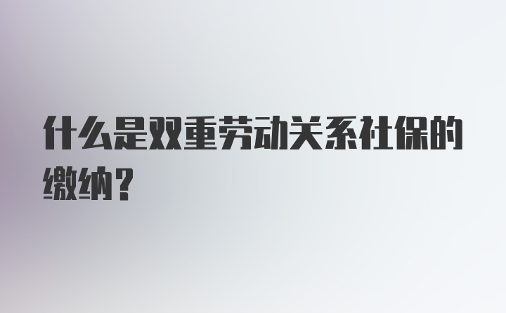 什么是双重劳动关系社保的缴纳？
