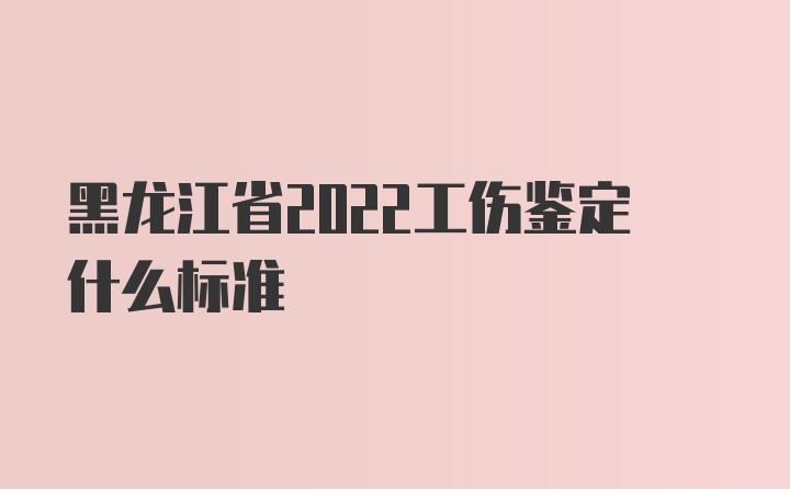 黑龙江省2022工伤鉴定什么标准