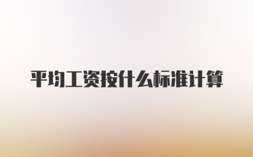 平均工资按什么标准计算