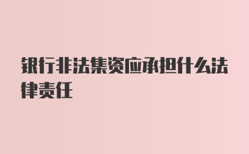 银行非法集资应承担什么法律责任