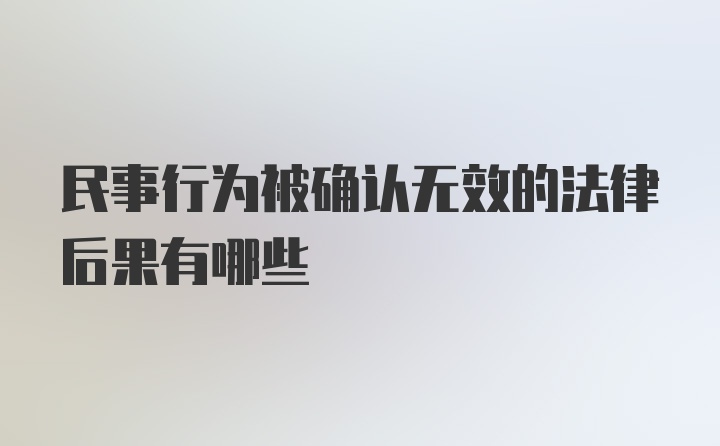 民事行为被确认无效的法律后果有哪些