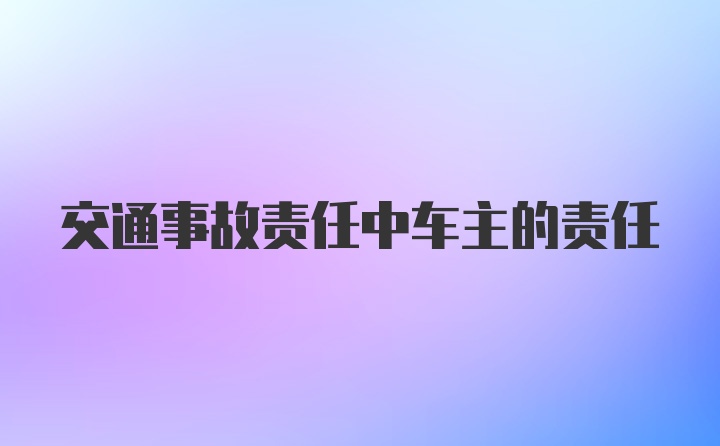 交通事故责任中车主的责任