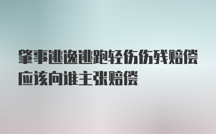 肇事逃逸逃跑轻伤伤残赔偿应该向谁主张赔偿