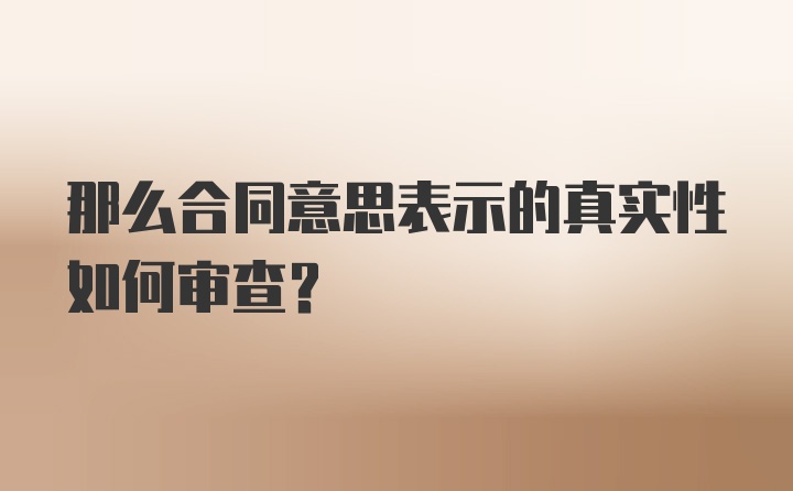 那么合同意思表示的真实性如何审查？