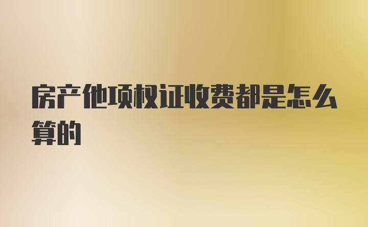 房产他项权证收费都是怎么算的