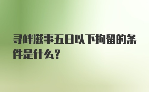 寻衅滋事五日以下拘留的条件是什么？