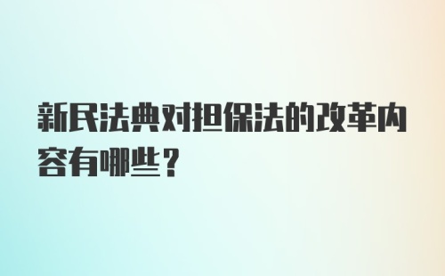 新民法典对担保法的改革内容有哪些?