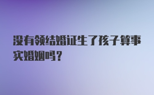 没有领结婚证生了孩子算事实婚姻吗?