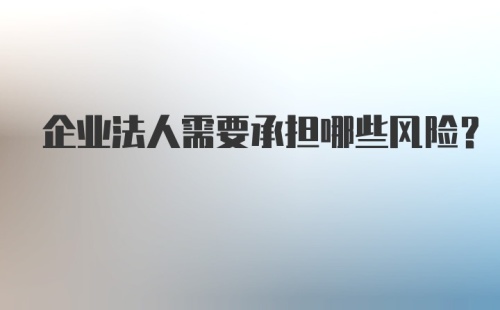 企业法人需要承担哪些风险？