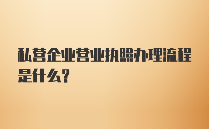 私营企业营业执照办理流程是什么?