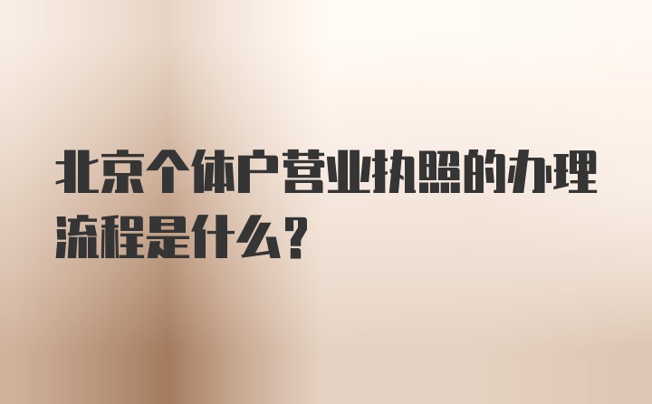 北京个体户营业执照的办理流程是什么？