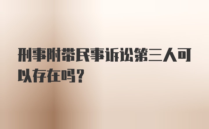 刑事附带民事诉讼第三人可以存在吗?