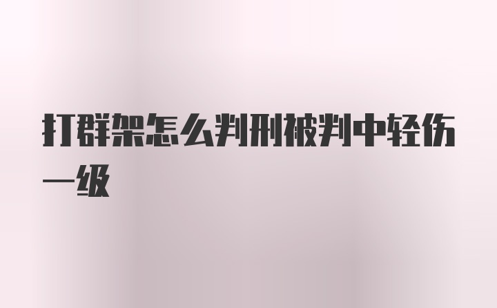 打群架怎么判刑被判中轻伤一级