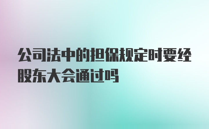 公司法中的担保规定时要经股东大会通过吗