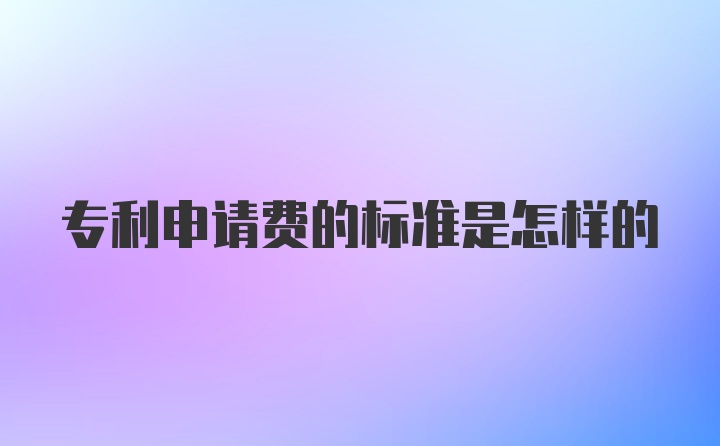 专利申请费的标准是怎样的