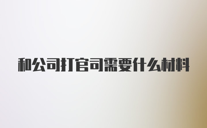 和公司打官司需要什么材料