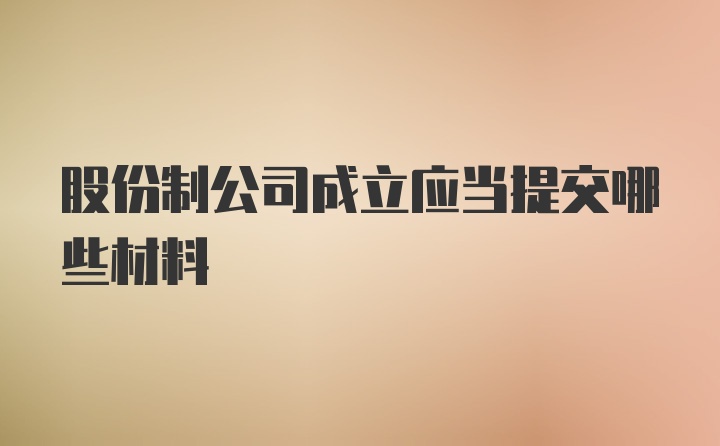 股份制公司成立应当提交哪些材料